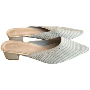 TIJN Helka cream pointed toe rubbed mule sandals with chunky heel size 11